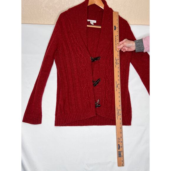 Coldwater Creek size 14 cardigan rust color chunky cable knit wool blend - Picture 4 of 7